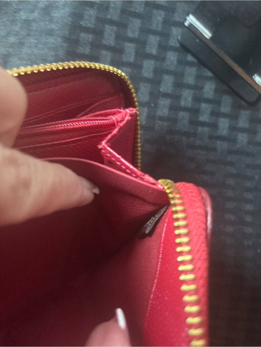 Coach Red Leather Wristlet with Gold Logo - Picture 4 of 4